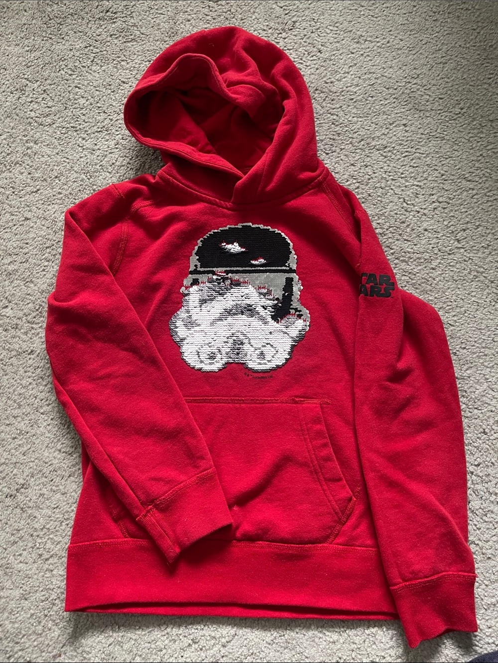 abercrombie kids Red Star Wars Sequin Stormtrooper Hoodie